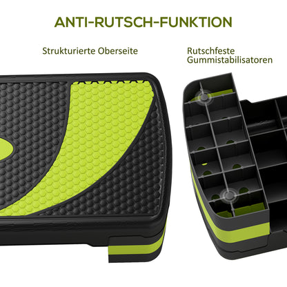 HOMCOM Aerobic-Stepper, höhenverstellbar, für Indoor und Outdoor, Belastbarkeit bis 150 kg, 80 x 31 x 10-20 cm, Grün