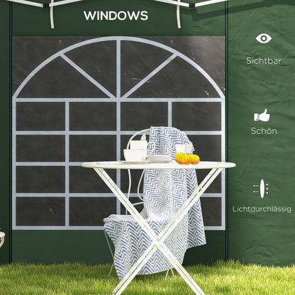 Outsunny Seitenwände für 3 x 3/ 3 x 6 m Pavillon, Seitenplanen mit Fenster, Tür, Ersatzwände für Partyzelt, Oxfordstoff, Grün