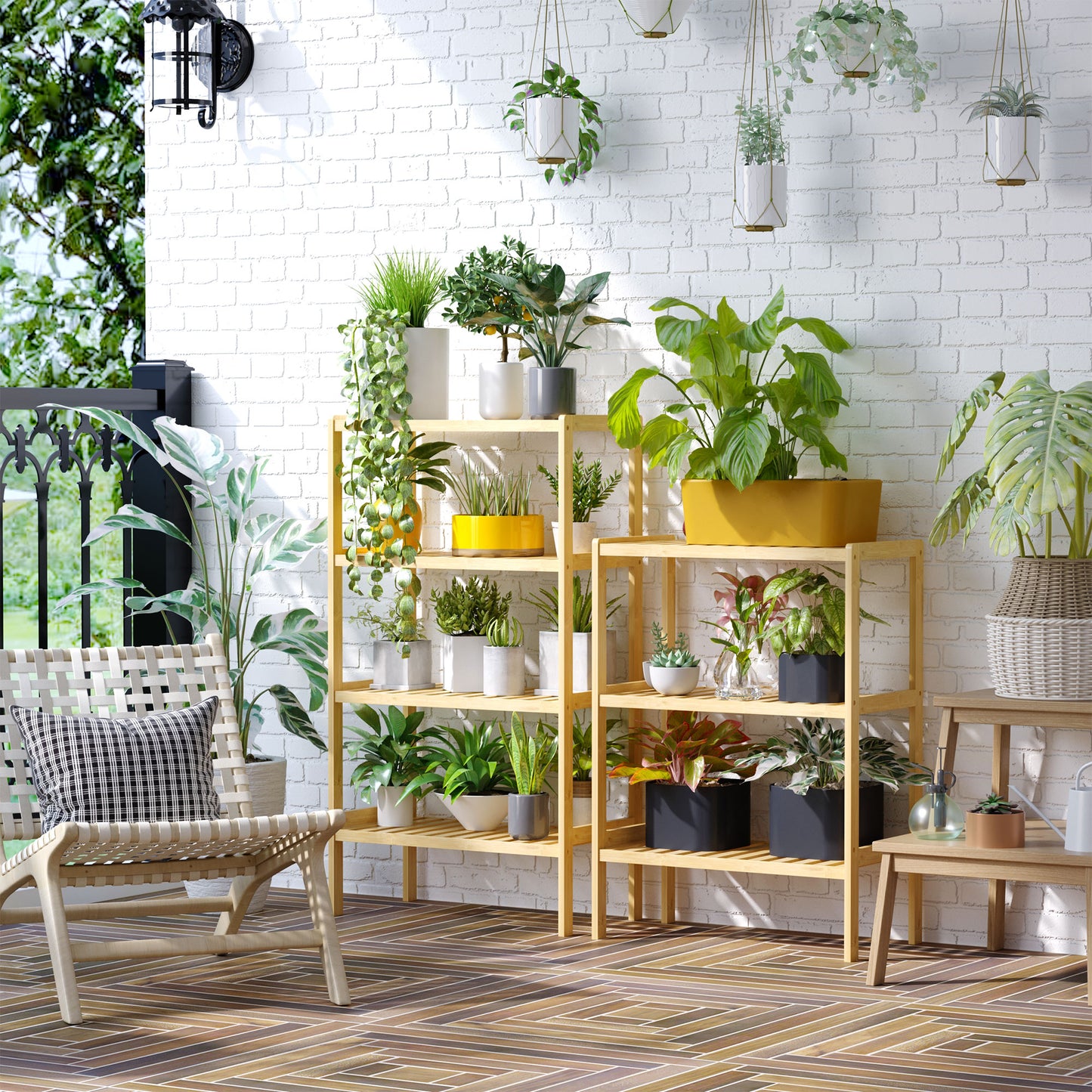 HOMCOM Regal Bambusregal 3 Regalböden, Bambus 62 cm x 33 cm x 80 cm, Natur