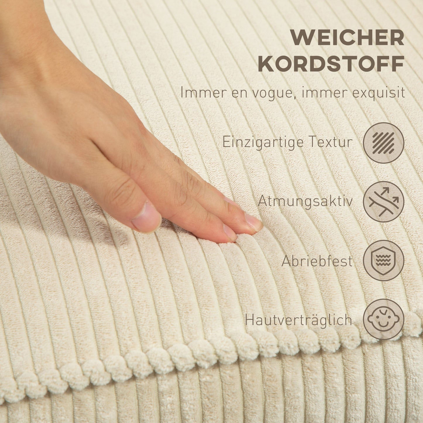 HOMCOM Drehbarer Polstersessel mit Fußhocker, Moderner Recliner-Sessel für Wohnzimmer, Schlafzimmer, Homeoffice, Beige