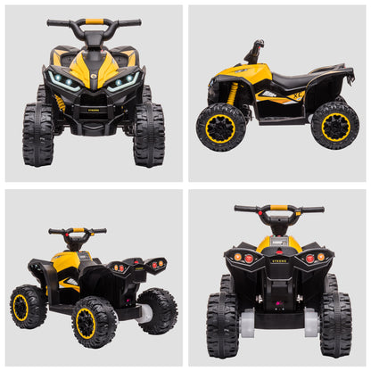 HOMCOM Elektro-Kinderquad, LED-Scheinwerfer, MP3-Player, Stoßdämpfer, ergonomischer Sitz, Gelb+Schwarz