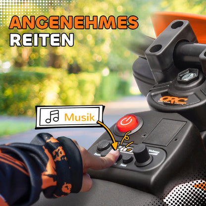 AIYAPLAY Elektro-Motorrad für Kinder, 12V Kindermotorrad mit Musik, Kinderfahrzeug mit Trainingsrädern, 3-6 Jahre, Orange