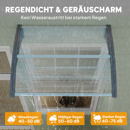 Outsunny Vordach, Haustürvordach, Überdachung für Eingänge und Fenster, 100L x 75B x 23H cm, Silber