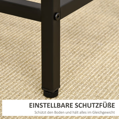 HOMCOM Bartisch-Set Stehtisch mit 4 Barhockern 5-teiliges Tischset Stahl Eiche