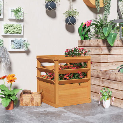 Outsunny Hochbeet Pflanzkasten mit Rankgitter, Spalier Pflanzkübel Blumenkasten Holz 65 x 65 x 60 cm Karamellbraun