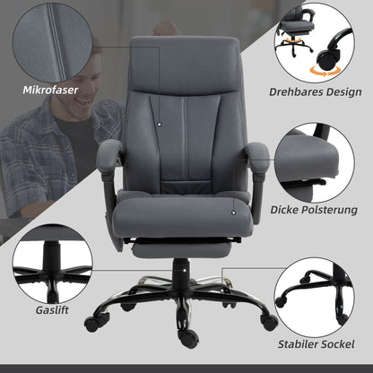 Vinsetto Bürostuhl mit Massagefunktion & Heizfunktion, Fußstütze, bis 120 kg, Dunkelgrau