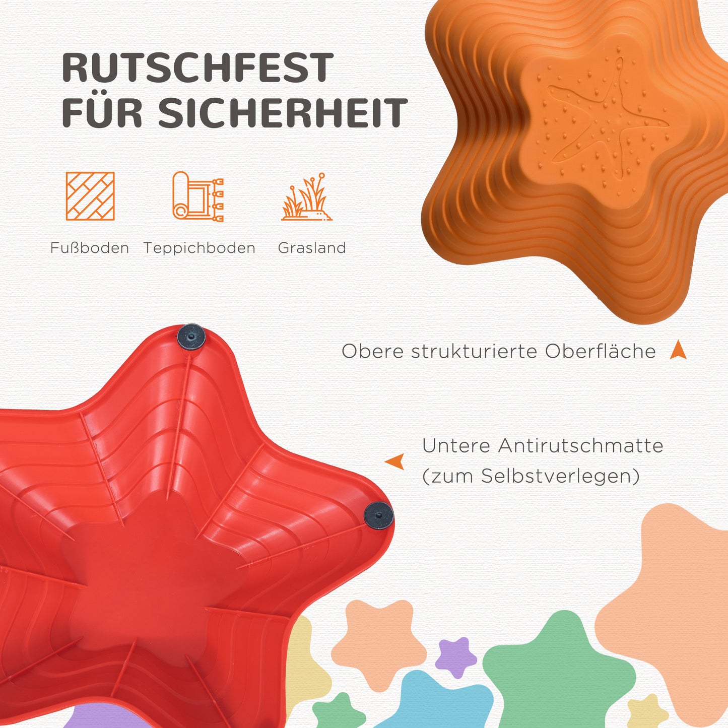 Outsunny Balance-Steine, Trittsteine, 11 Stück, stapelbar, rutschfest, robust, für innen und außen, belastbar bis 80 kg