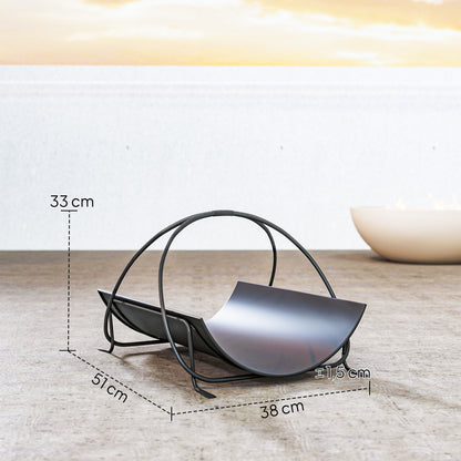 Outsunny Kaminholzregal för inomhus 51 x 38 x 33 cm geometrisk Brennholzregal med Griff från Metall, Schwarz