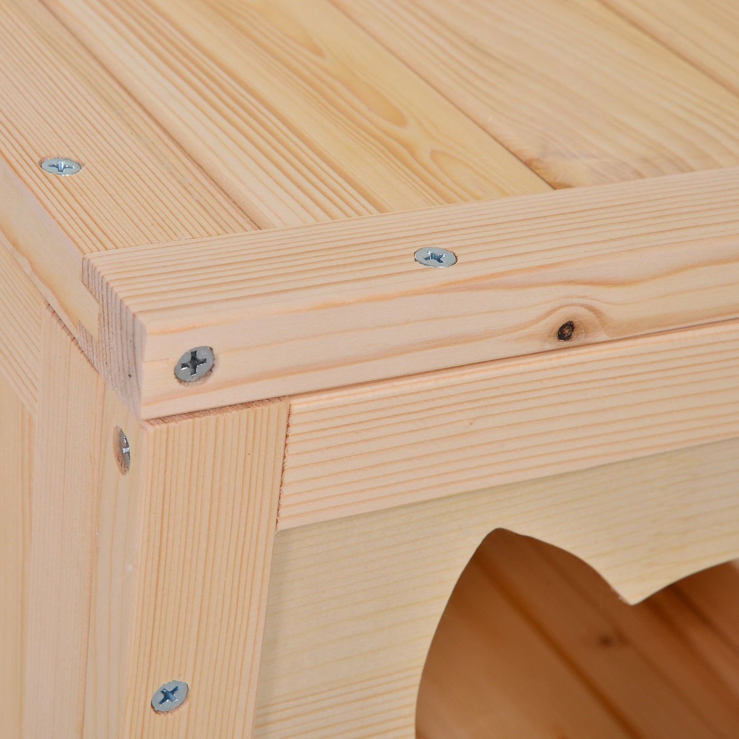 PawHut Katzenhaus mit Hängematte, Katzenkiste mit Sisalstamm, Katzenhöhle, Katzenbaum, Katzenaktivitätszentrum, Tannenholz, Natur, 70 x 35 x 60 cm