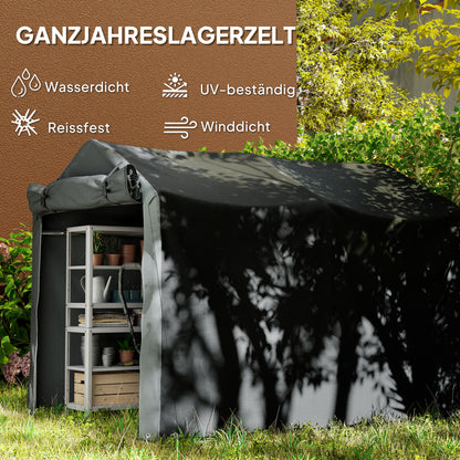 Outsunny Garagenzelt, wasserdicht Zeltgarage mit Tür, UV-beständig 220 x 157 x 165 cm Schwarz
