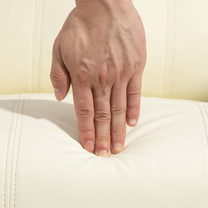 HOMCOM Relaxsessel mit Massagefunktion, neigbare Lehne, drehbar, bis 150 kg, Kunstleder, Cremeweiß