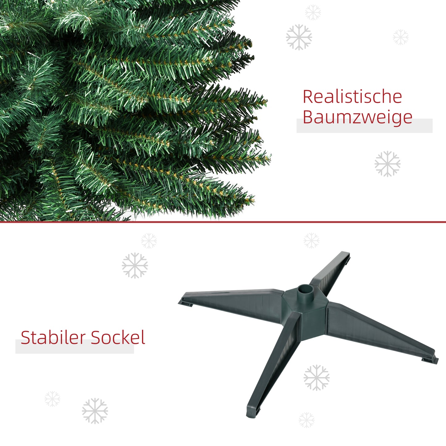 HOMCOM Weihnachtsbaum künstliche Künstliche Tanne Christbaum, inkl Ständer Weihnachtsstern 1,8 m, Grün