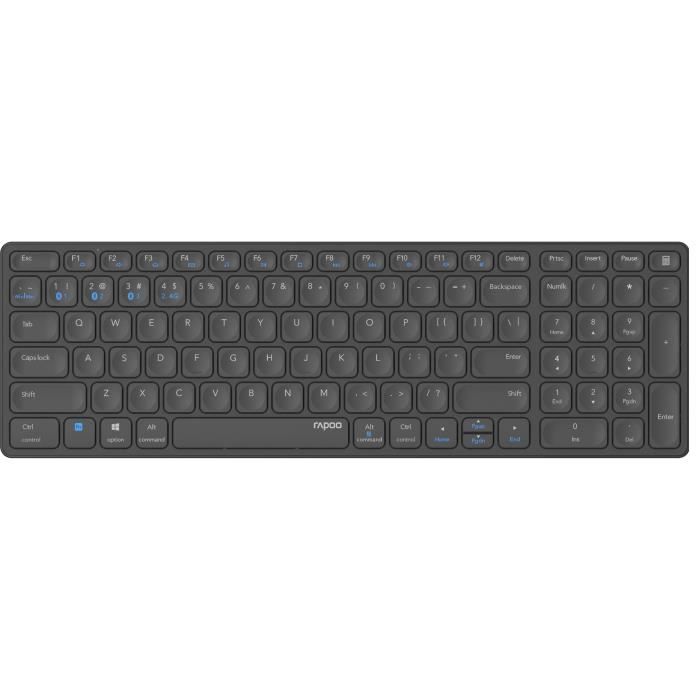 Keyboard and mouse set - RAPOO - 9700M - Wireless - AZERTY - Ultra-slim - Black