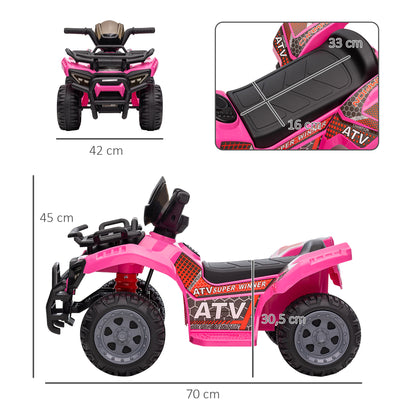 HOMCOM Kinder Quad Elektro 6V Kinderquad mit Vorwärtsfunktion, Musik, Elektro-Quad für Kinder 1,5-3 Jahre Rosa