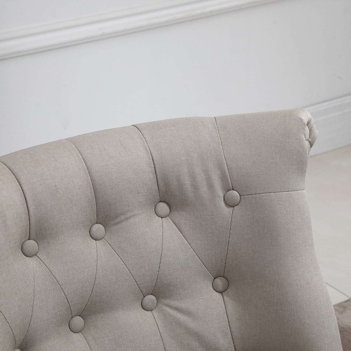 HOMCOM Relaxsessel Vintage Ruhesessel Relaxstuhl Polstersessel Esszimmerstuhl Leinenbezug Holzgestell Beige+Schwarz 67 x 67 x 78 cm