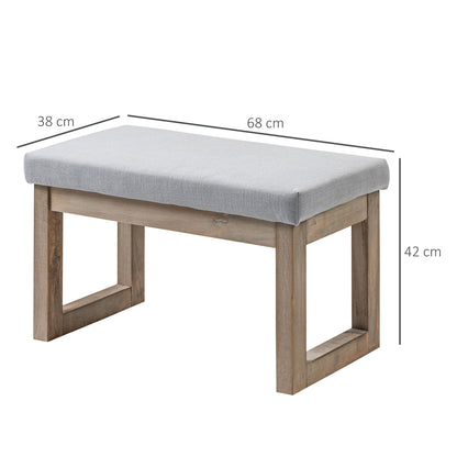 HOMCOM Fußbank im Skandi-Design, Sitzhocker, Fußhocker, 68 cm x 38 cm x 42 cm, Grau + Natur