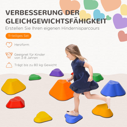 AIYAPLAY Balance-Trittsteine, 11er-Set, stapelbar & leicht, rutschfest, für Innen/Außen
