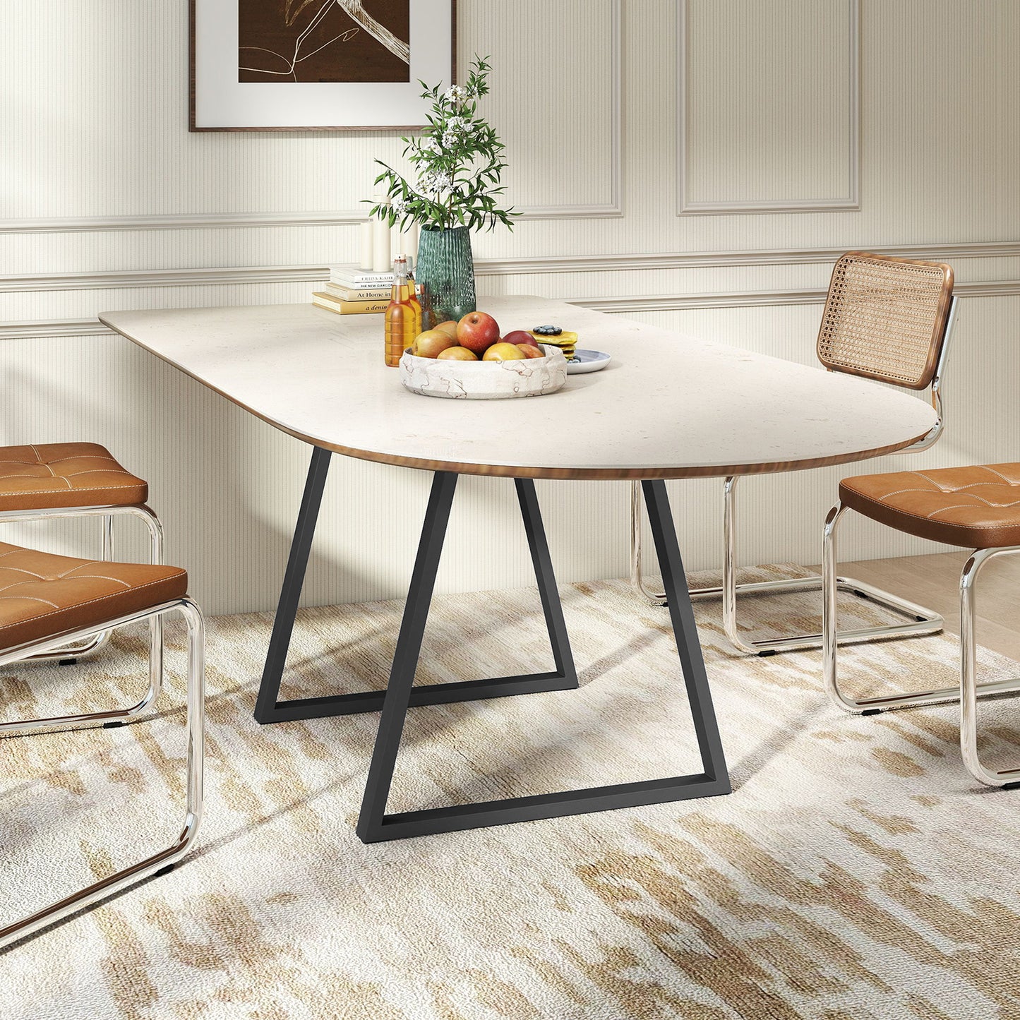 HOMCOM Trapezförmige Tischbeine im 2er-Set, Metall, vorgebohrt, mit Schrauben, Schwarz