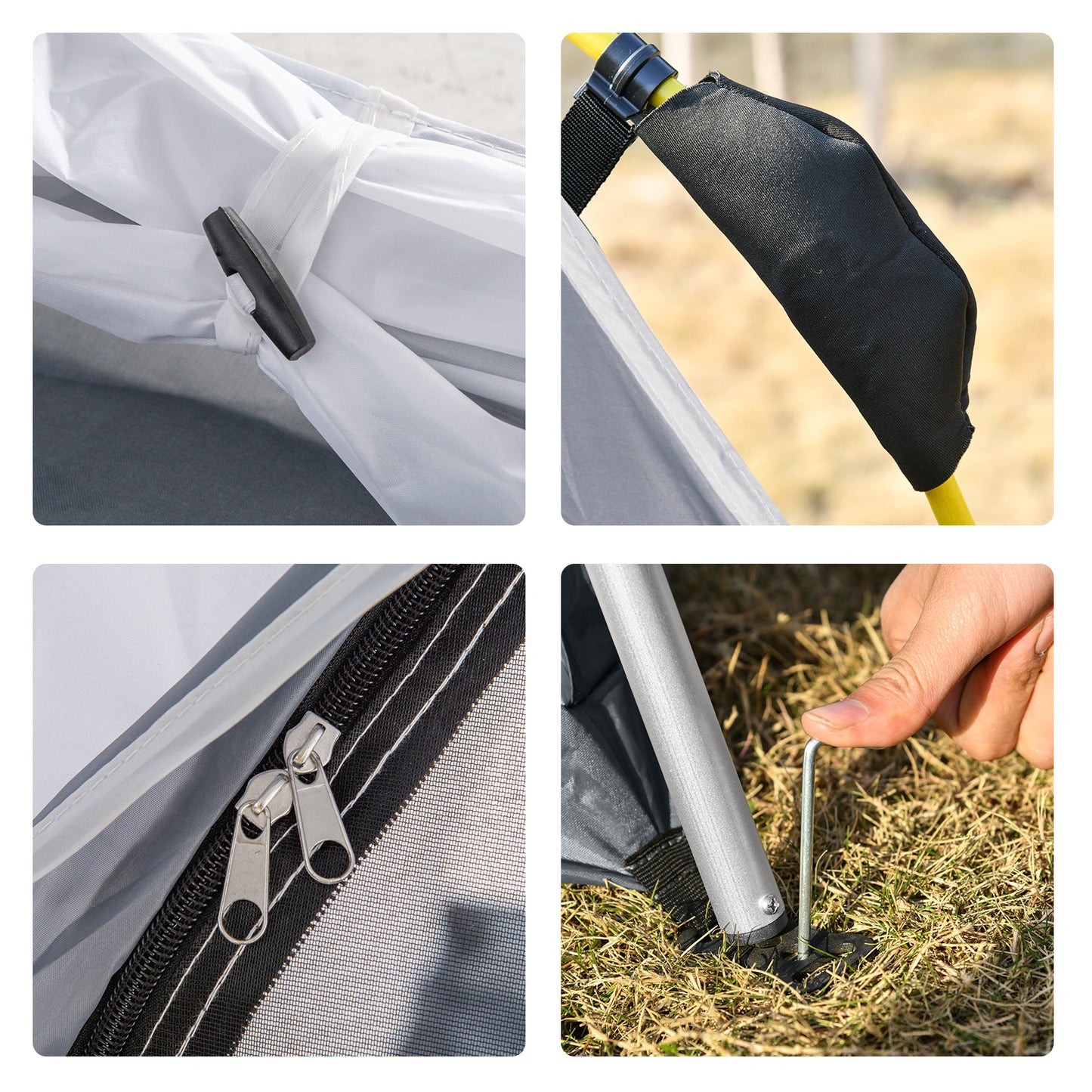 Outsunny Pop Up Kuppelzelt für 4 Personen leicht, stabil wasserdicht UV 50+ mit Haken Tür Fenster, Bodenplane