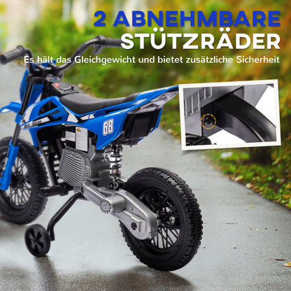 AIYAPLAY Elektro-Motorrad für Kinder, 12V Kindermotorrad mit Musik, Kinderfahrzeug mit Trainingsrädern, 3-6 Jahre, Blau