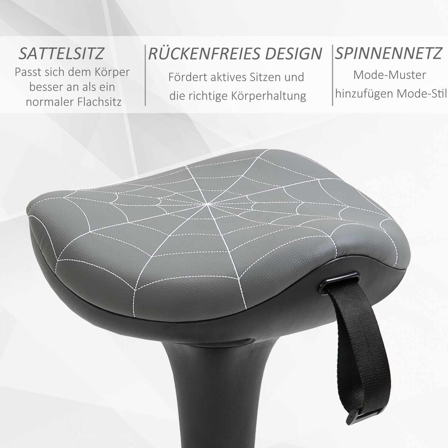 Vinsetto Bürohocker mit Schwenkfunktion, ergonomischer Hocker, höhenverstellbar 65,5-83,5 cm 120° neigbar Grau