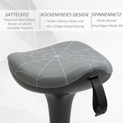 Vinsetto Bürohocker mit Schwenkfunktion, ergonomischer Hocker, höhenverstellbar 65,5-83,5 cm 120° neigbar Grau