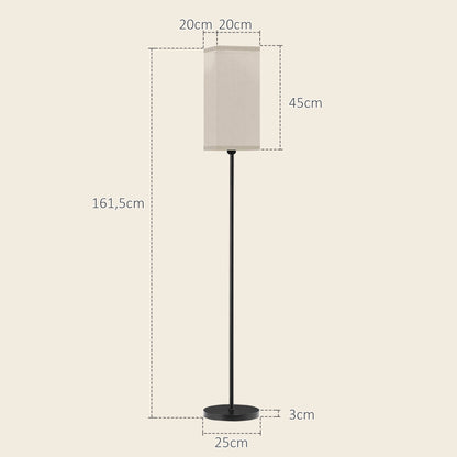 HOMCOM Moderne Stehlampe mit Kunstleinen-Schirm und Fußschalter, für Wohnzimmer und Schlafzimmer, Metall, Schwarz