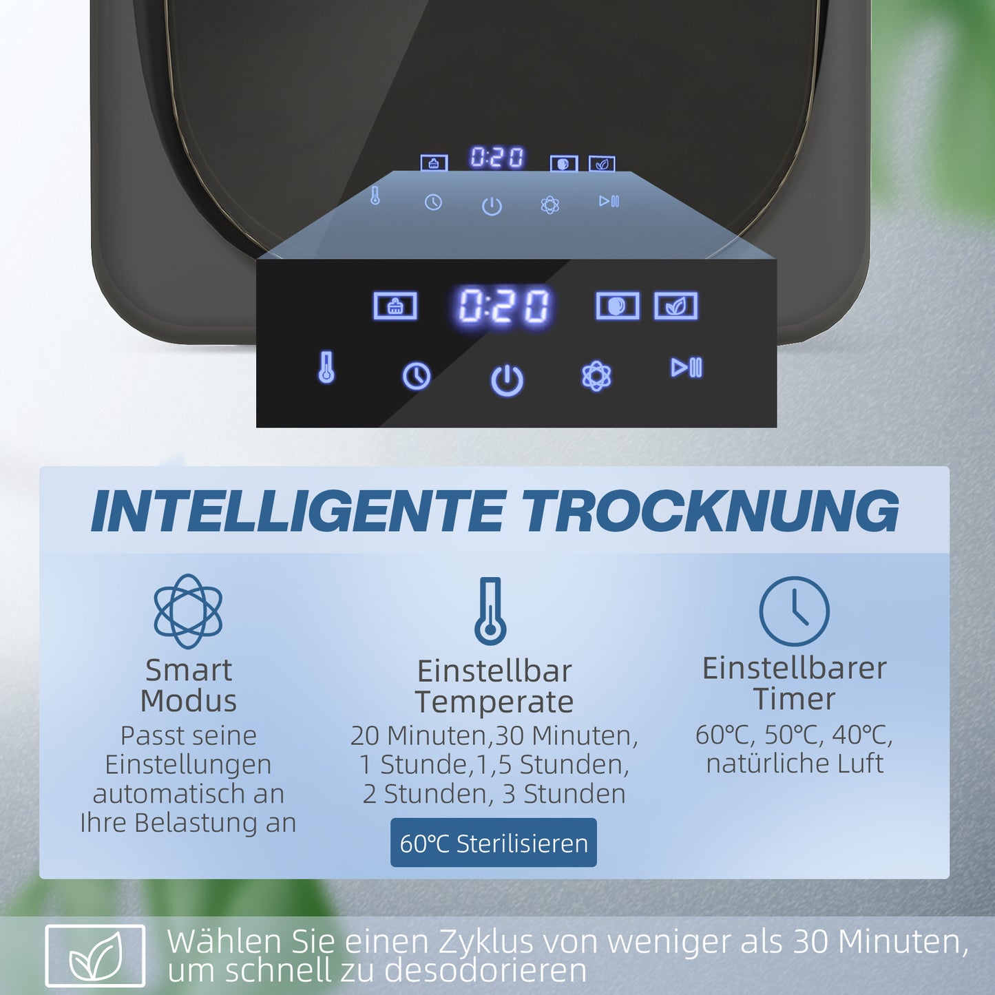 HOMCOM Wäschetrockner mit UV-Desinfektion, kompakte Bauweise, 4 kg Kapazität, Edelstahl, Grau