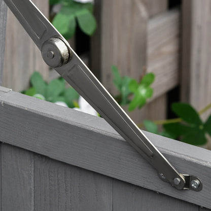 Outsunny Geräteschrank, Doppeltür, Klappdeckel, 2 Regalfächer, wetterfest, Naturholz, grau, 74 x 43 x 88cm