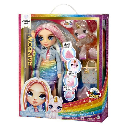 Rainbow High Fashion Doll with Slime Kit and Pet - Amaya (Rainbow) - 28 cm Glitter Doll with Slime Kit