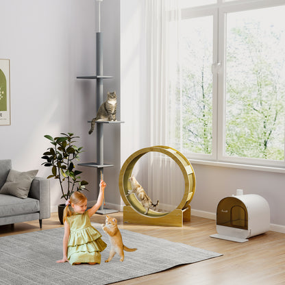 PawHut Katzentoillete mit Filter, 1 Ersatzfilter, 1 Bodenmatte, 43 cm x 44 cm x 47 cm, Schwarz + Weiß