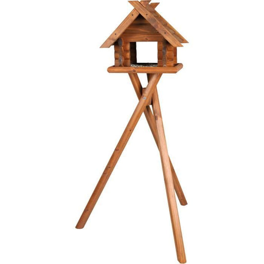 TRIXIE Natura Pine Bird Block Feeder with Stand - 47 x 40 x 36 cm / 1.40 m - Brown - For Birds