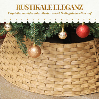 HOMCOM Weihnachtsbaumrock, Ø 68cm Weihnachtsbaum Kragen aus Kunststoff, für den Christbaum Ständer, Weihnachtsbaumständer Abdeckung für Zuhause, Party, Dekoration, Naturholz