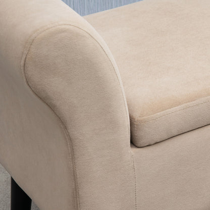 HOMCOM Polsterbank mit Stauraum, Truhenbank mit Armlehnen, 46 cm Sitzhöhe, samtartiges Polyester, 111,5 x 41 x 65 cm, Beige