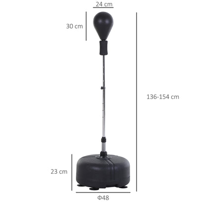 HOMCOM Punchingball Set Standbox Training Set 136-154 cm höhenverstellbar mit 1 paar Handschuhe Geeignet für Profis und Anfänger Schwarz