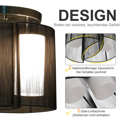 HOMCOM Deckenlampe Deckenleuchte 2-Flammig E27 Badlampe Modern Küchenlampe Lampe für Schlafzimmer, Badezimmer, Küche, Wohnzimmer Weiß Ø47,5 x 33 cm (Ohne Glühbirnen)