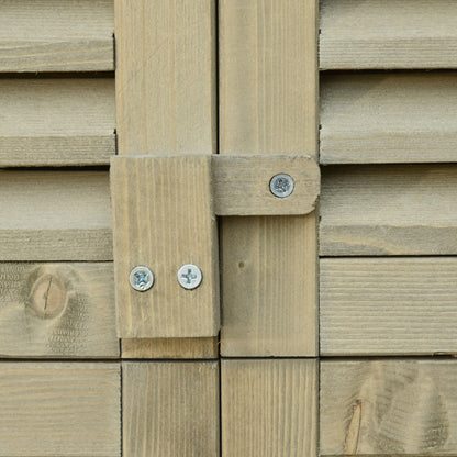 Outsunny Gartenschrank Holz Geräteschuppen Gerätehaus mit Asphaltdach Lamellentür Geräteschrank Schuppen Garten 4 Fächer Grau 87 x 46,5 x 160 cm