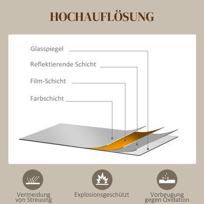 HOMCOM Wandspiegel, modernes Design, Φ61 cm, Schwarz