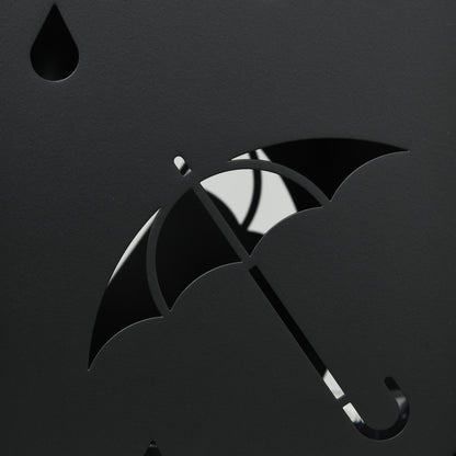 HOMCOM Schirmständer, 4 Haken, Tropfschale, Stahl, Schwarz