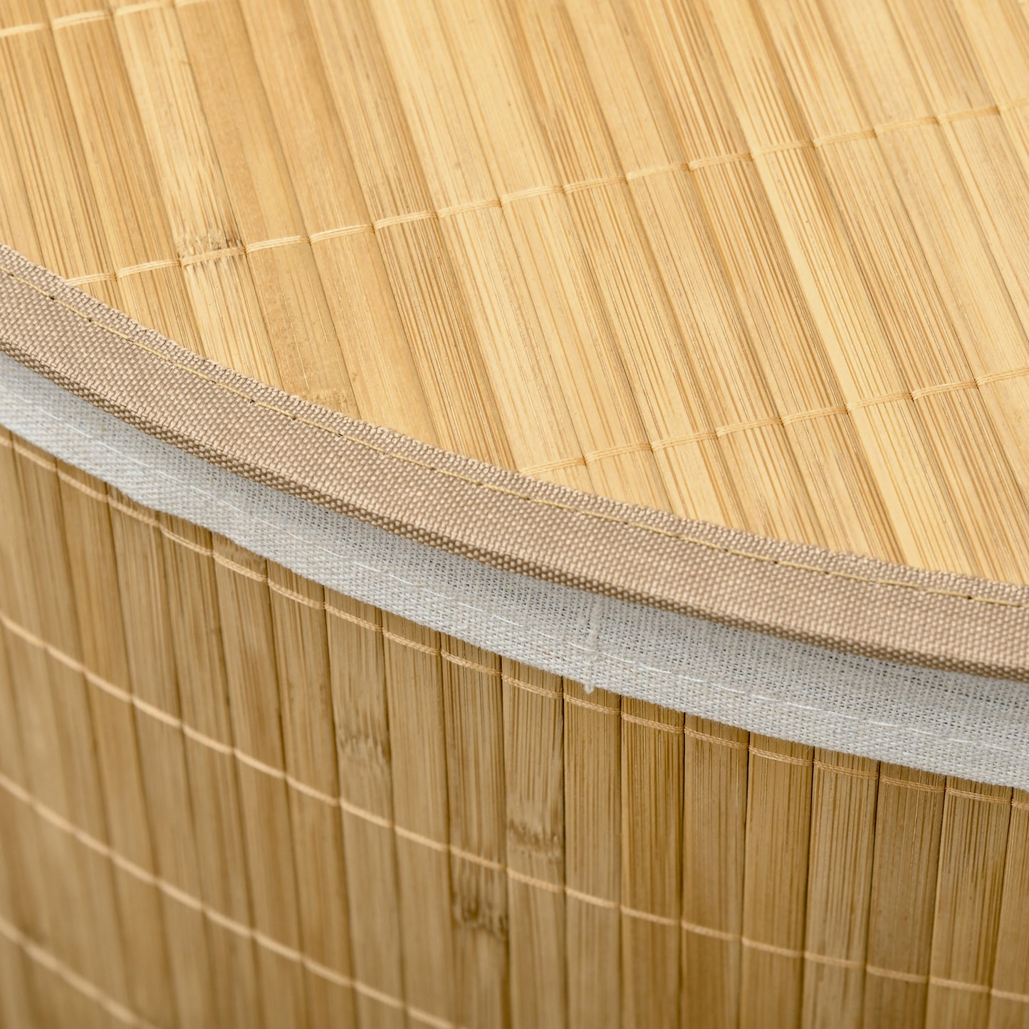 HOMCOM 55 L Wäschekorb mit Deckel, Griff, Wäschesortierer mit herausnehmbarem Wäschesack für Badezimmer, Bambus, Natur