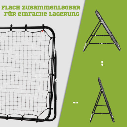 HOMCOM Rebounder für Fußball, 84 x 84 cm Fussball Rebounder mit stufenlos verstellbarem Winkel, Kickback Rückprallwand Fußballtor für Jugendliche Schuss-, Pass- und Ballannahmetraining Schwarz