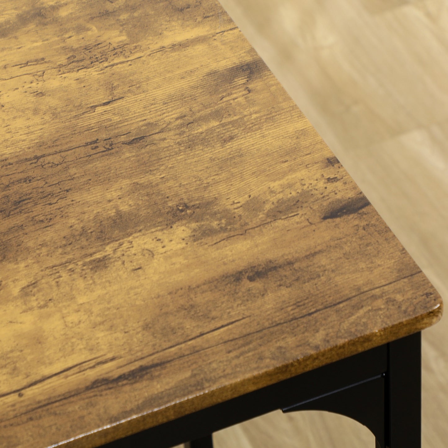 HOMCOM 5-tlg. Bartisch-Set im Industriedesign, 1 Bartisch, 4 Barhocker, Sitzgruppe, Küchentresen, Schwarz + Braun