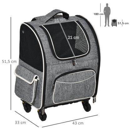 Pawhut 2-in-1 Hundetransporttasche Oxfordstoff Grau + Weiß + Schwarz