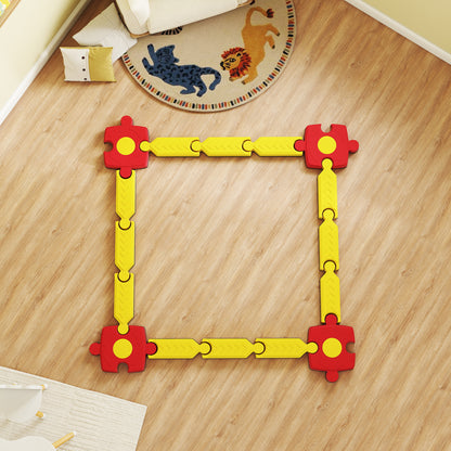 AIYAPLAY Kinder Schwebebalken-Set, frei gestaltbar, Kunststoff, flexible Teile, Gelb+Rot