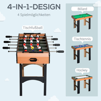 HOMCOM 2-in-1 Tischkicker, Multispieltisch 4 in 1, kompakt, inkl. Spielaccessoires, 92 x 78 x 80 cm