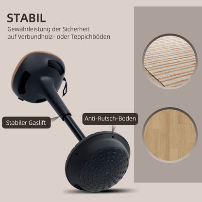 HOMCOM Balancehocker, beweglicher Sitz, drehbarer Bürohocker, höhenverstellbar, ergonomisch, 34 x 34 x 68,5-83,5 cm, Braun