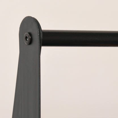 HOMCOM Gaderobenständer Kleiderständer Kleiderstange mit Schuhablage Wäscheständer Metall + Holz Schwarz + Natur 64 x 42,5 x 149 cm