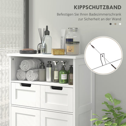 kleankin Badezimmerschrank mit 2 Schubladen, Tür, 60 x 30 x 109 cm, Weiß