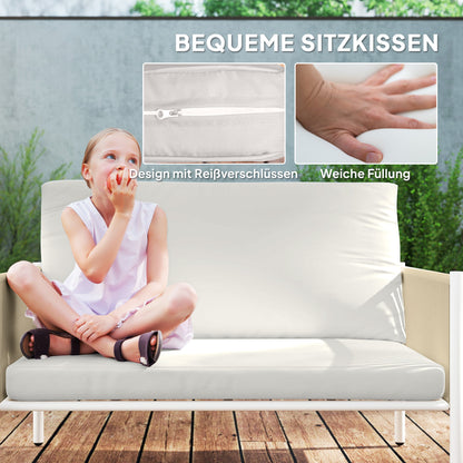 Outsunny Gartenmöbel Set från Polyrattan Lounge-Set mit 2er Sofa Sessel Glastisch Kissen 4 Personen Braun+Grau