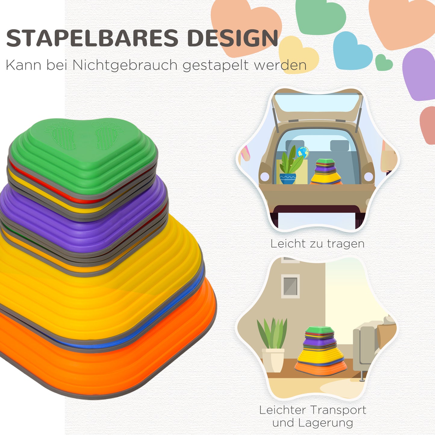 AIYAPLAY Balance-Trittsteine, 11er-Set, stapelbar & leicht, rutschfest, für Innen/Außen